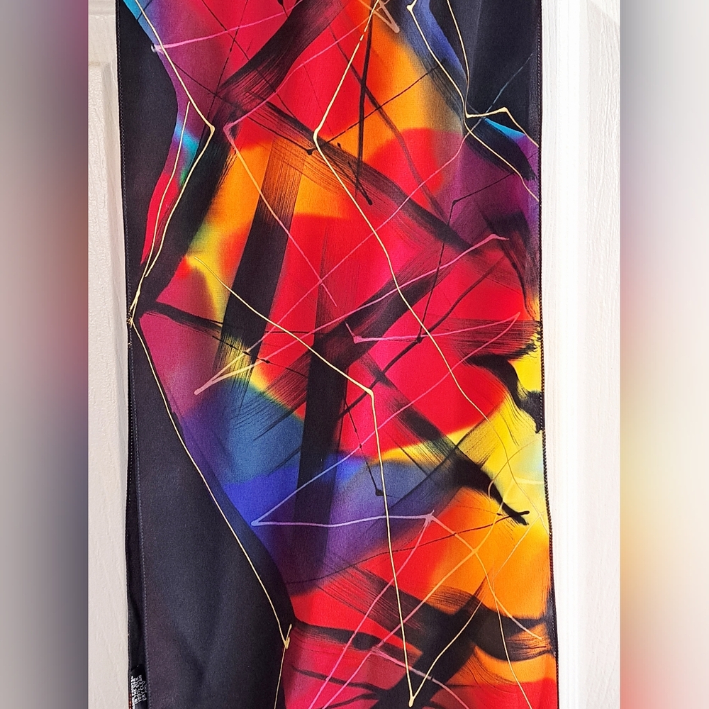 Handpainted Silk Artisan Stained Glass 2012 Joanna Abstract Multicolor Scarf